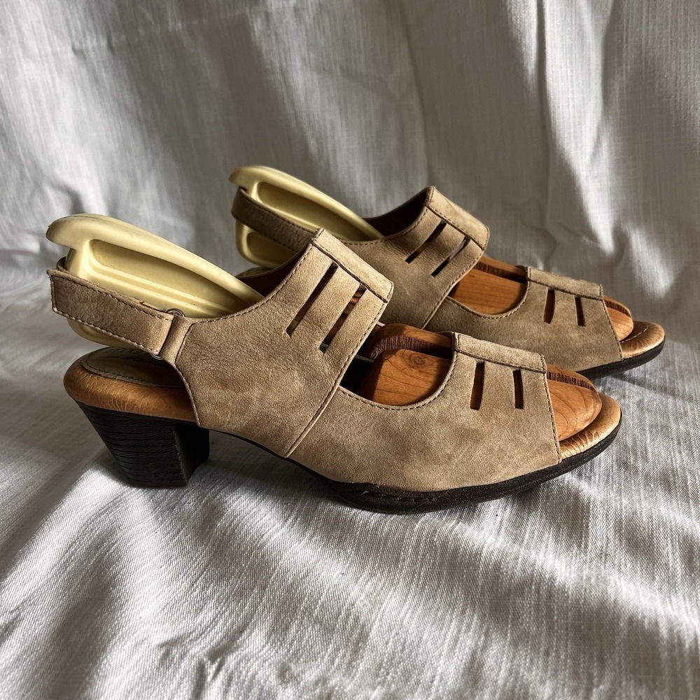 Montana Artisan‎ Crafted Women Leather Cutout Slingback Block Heel Sandal Size 7
